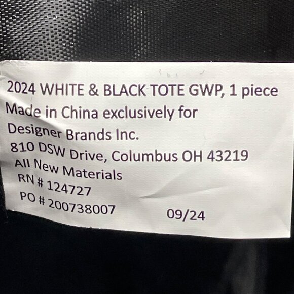 DSW Women’s White & Black Handles & Adjustable Strap Expandable Tote Bag Size XL - Picture 10 of 10